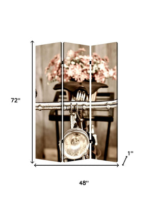 HomeRoots 48" Multi Color Wood Canvas Folding Screen - Artful Privacy Divider with Stylish Design & Storage 274655