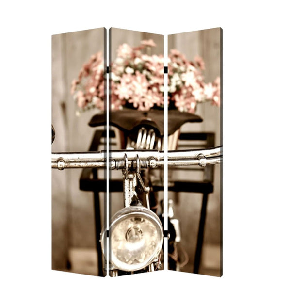 HomeRoots 48" Multi Color Wood Canvas Folding Screen - Artful Privacy Divider with Stylish Design & Storage 274655