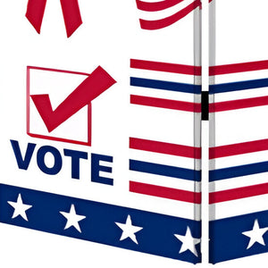 Homeroots 72" Blue And White Canvas Folding Three Panel Screen Room Divider  Cotton Canvas 274656