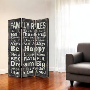 HomeRoots 48" X 72" Multi Color Wood Canvas Screen - Elegant Foldable Room Divider with Double-Sided Artistry 274657