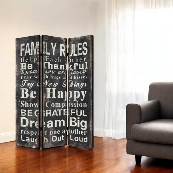 HomeRoots 48" X 72" Multi Color Wood Canvas Screen - Elegant Foldable Room Divider with Double-Sided Artistry 274657