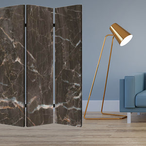 Homeroots 48" X 72" Multi Color Wood Canvas Black Marble  Screen  Cotton Canvas 274659