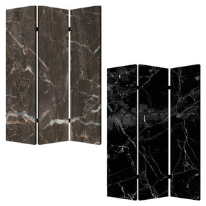 Homeroots 48" X 72" Multi Color Wood Canvas Black Marble  Screen  Cotton Canvas 274659
