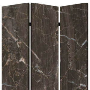 HomeRoots 48" X 72" Multi Color Wood Canvas Folding Screen - Stylish Partition with Black Marble Design & Flexibility 274659