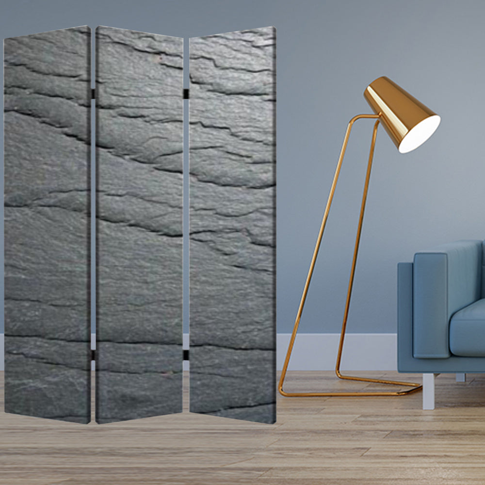 Homeroots 48" X 72" Multi Color Wood Canvas Black Slate  Screen  Cotton Canvas 274661