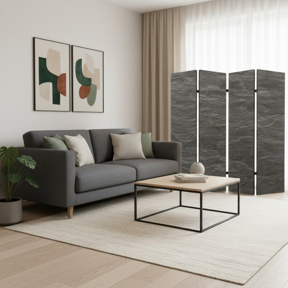 HomeRoots 84" Multi Color Wood Canvas Folding Room Screen - Stylish Privacy Divider & Decorative Backdrop 274662