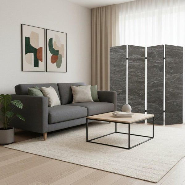 HomeRoots 84" Multi Color Wood Canvas Folding Room Screen - Stylish Privacy Divider & Decorative Backdrop 274662
