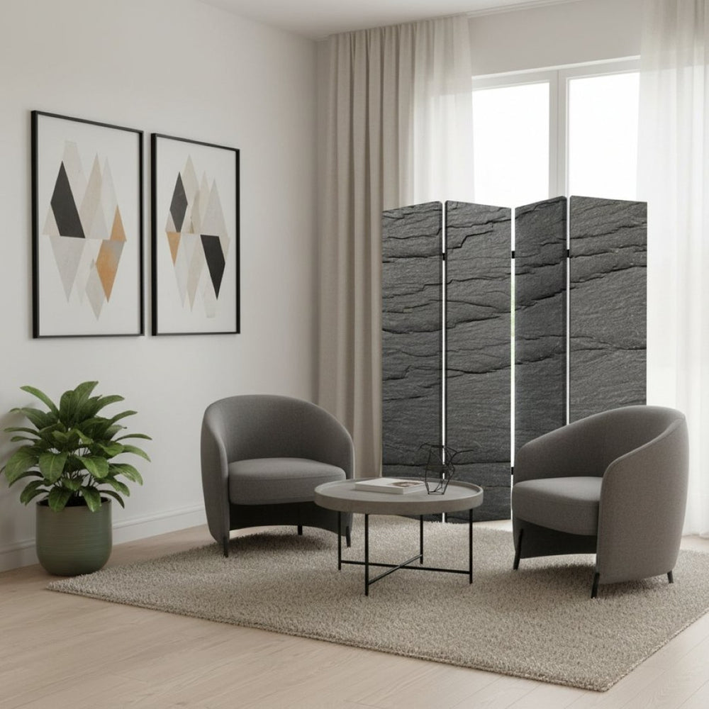 HomeRoots 84" Multi Color Wood Canvas Folding Room Screen - Stylish Privacy Divider & Decorative Backdrop 274662