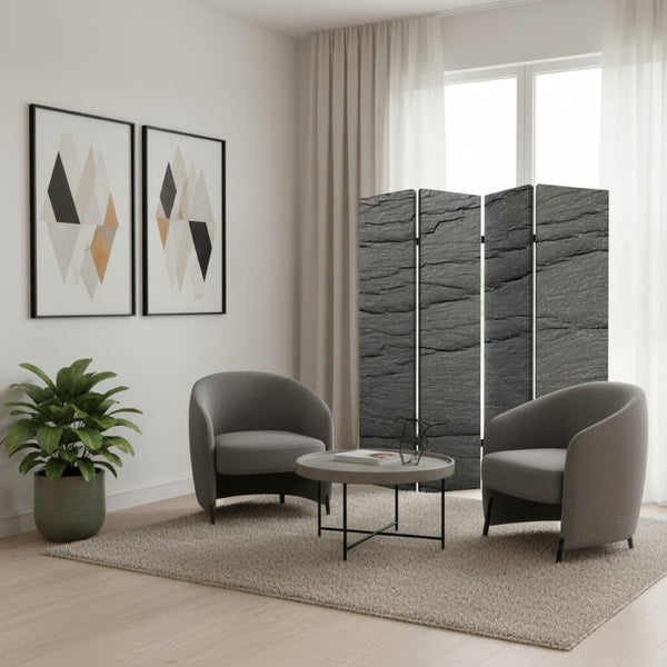 HomeRoots 84" Multi Color Wood Canvas Folding Room Screen - Stylish Privacy Divider & Decorative Backdrop 274662