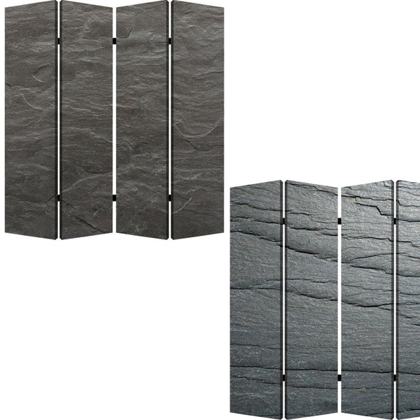 HomeRoots 84" Multi Color Wood Canvas Folding Room Screen - Stylish Privacy Divider & Decorative Backdrop 274662