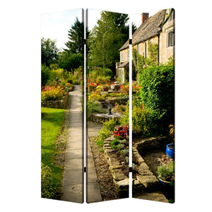 HomeRoots 48" X 72" Colorful English Garden Screen - Stylish Room Divider with Durable Wood Frame & Art Prints 274663