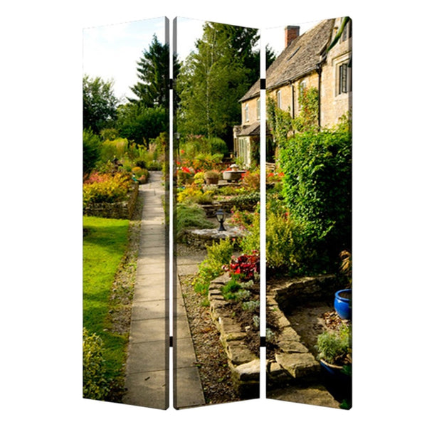 HomeRoots 48" X 72" Colorful English Garden Screen - Stylish Room Divider with Durable Wood Frame & Art Prints 274663