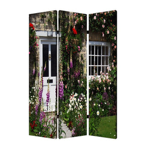 HomeRoots 48" X 72" Colorful English Garden Screen - Stylish Room Divider with Durable Wood Frame & Art Prints 274663