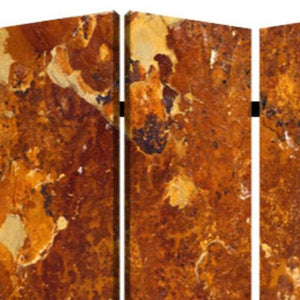 HomeRoots 48" Multi Color Wood Canvas Brown Marble Screen - Stylish 3-Panel Room Divider & Decor Accent 274667