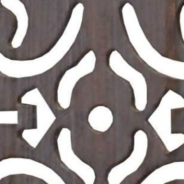 HomeRoots 52 Brown 3-Panel Wood Screen - Elegant Room Divider with Carved Details, Lightweight & Versatile Design 274668