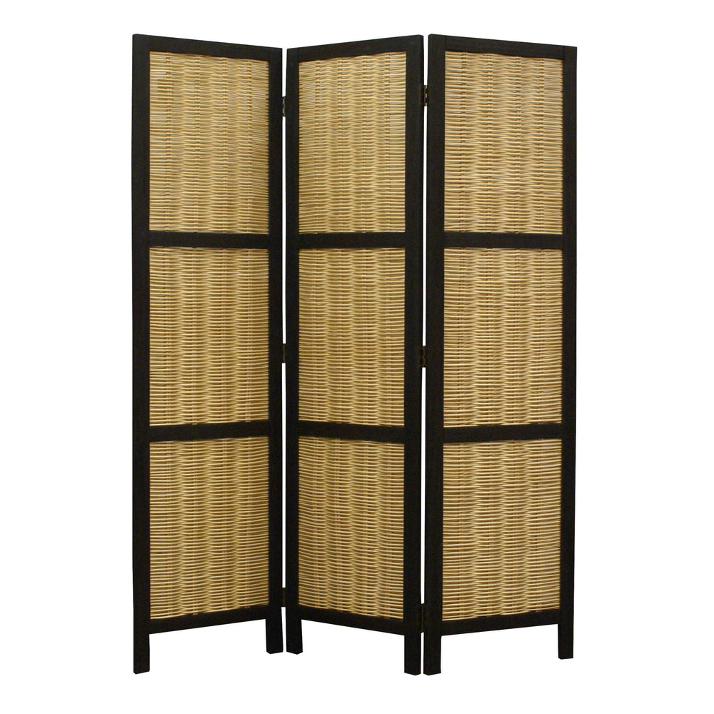 Homeroots 67" Brown Folding Three Panel Screen Room Divider  Wood 274670