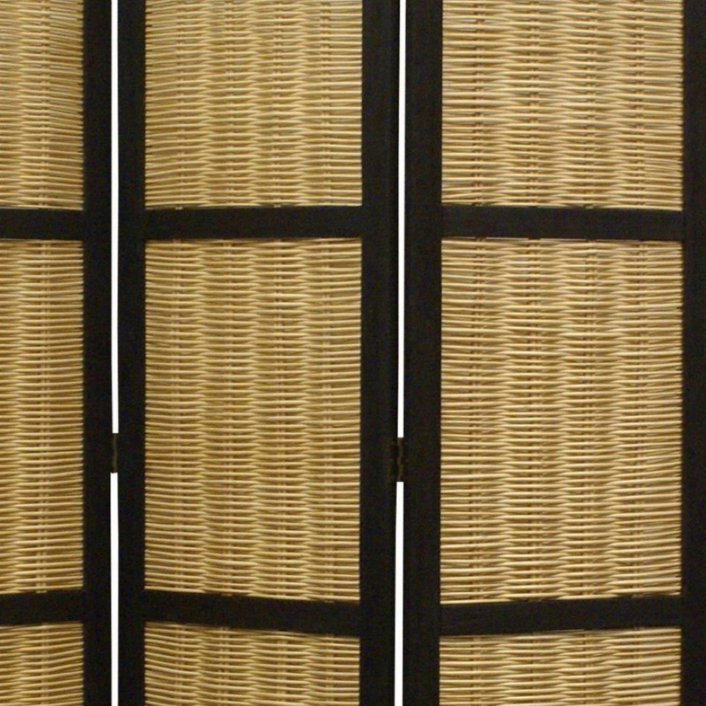 HomeRoots 67" Brown Folding Three Panel Room Divider - Stylish Privacy Screen with Elegant Wood Finish & Flexibility 274670