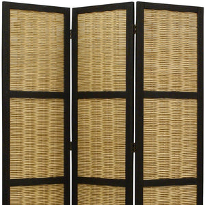 Homeroots 67" Brown Folding Three Panel Screen Room Divider  Wood 274670