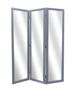 Homeroots 50 X 69 Gray Glass & Wood Mirror  Screen Gray Glass 274679