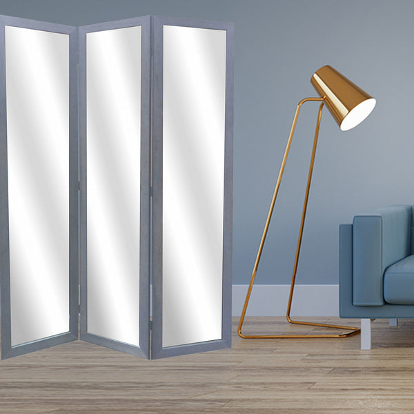 Homeroots 50 X 69 Gray Glass & Wood Mirror  Screen Gray Glass 274679