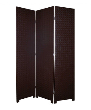 HomeRoots 52 Stylish Brown Criss Cross Faux Leather Folding Screen – Versatile Room Divider & Elegant Accent 274680