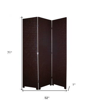 HomeRoots 52 Stylish Brown Criss Cross Faux Leather Folding Screen – Versatile Room Divider & Elegant Accent 274680