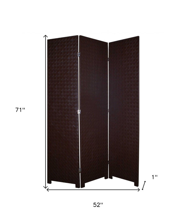 HomeRoots 52 Stylish Brown Criss Cross Faux Leather Folding Screen – Versatile Room Divider & Elegant Accent 274680