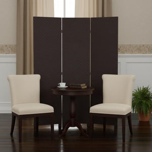 HomeRoots 52 Stylish Brown Criss Cross Faux Leather Folding Screen – Versatile Room Divider & Elegant Accent 274680