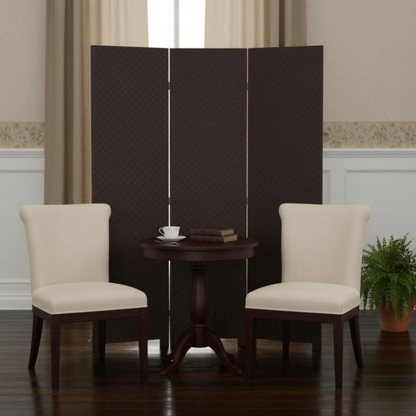 HomeRoots 52 Stylish Brown Criss Cross Faux Leather Folding Screen – Versatile Room Divider & Elegant Accent 274680