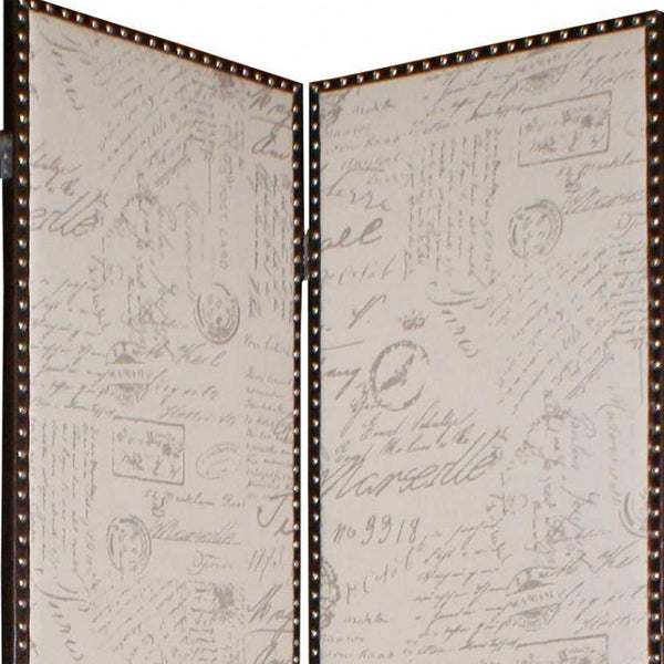 Homeroots 80 X 84 Beige Wood & Fabric  Screen  Wood 274683