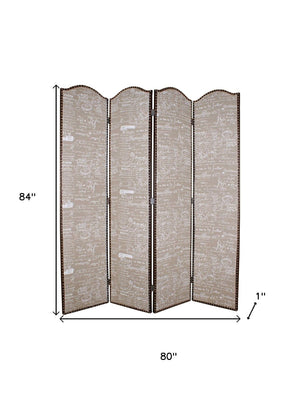 HomeRoots 80 X 84 Tan Wood Galore Room Divider - Elegant 4-Panel Screen for Privacy, Style & Versatility 274684