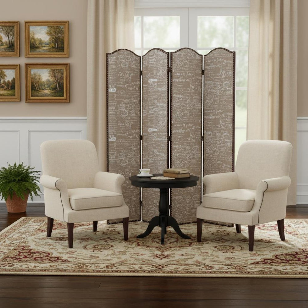 HomeRoots 80 X 84 Tan Wood Galore Room Divider - Elegant 4-Panel Screen for Privacy, Style & Versatility 274684
