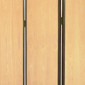 HomeRoots 47 Natural Wood Folding Screen - Elegant 3-Panel Room Divider with Leather Trim for Stylish Privacy 274692