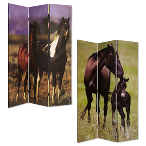 Homeroots 48" X 72" Multi Color Canvas  Screen With Nurturing Mare  Cotton Canvas 274695