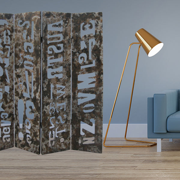 Homeroots 60" X 71" Brown Distressed Wooden  Screen  Wood 274696