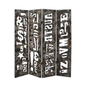 HomeRoots 60" Distressed Wooden Screen - Four-Panel Rustic Privacy Divider for Stylish Spaces & Easy Storage 274696