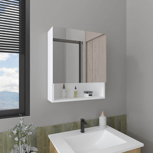 English Elm Medicine Cabinet White Engineered Wood with Mirror, 2 Doors & 3 Shelves, Compact Durable Eco-Friendly Design B097P296819