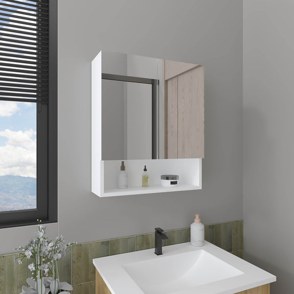 English Elm Medicine Cabinet White Engineered Wood with Mirror, 2 Doors & 3 Shelves, Compact Durable Eco-Friendly Design B097P296819