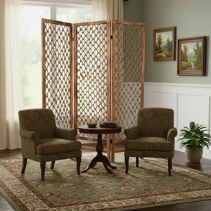 HomeRoots 60 Natural Rope Wooden Screen - Stylish Three-Panel Room Divider for Chic Indoor & Outdoor Spaces 274700
