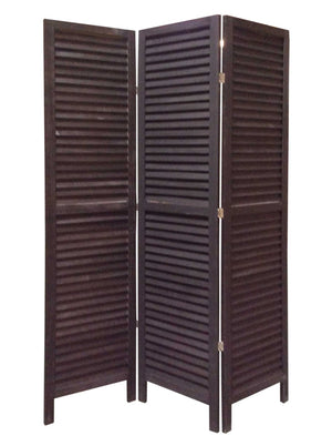 HomeRoots 48 Elegant Wood Shutter Screen – Three-Panel Room Divider for Privacy and Stylish Space Redefining Black 274703
