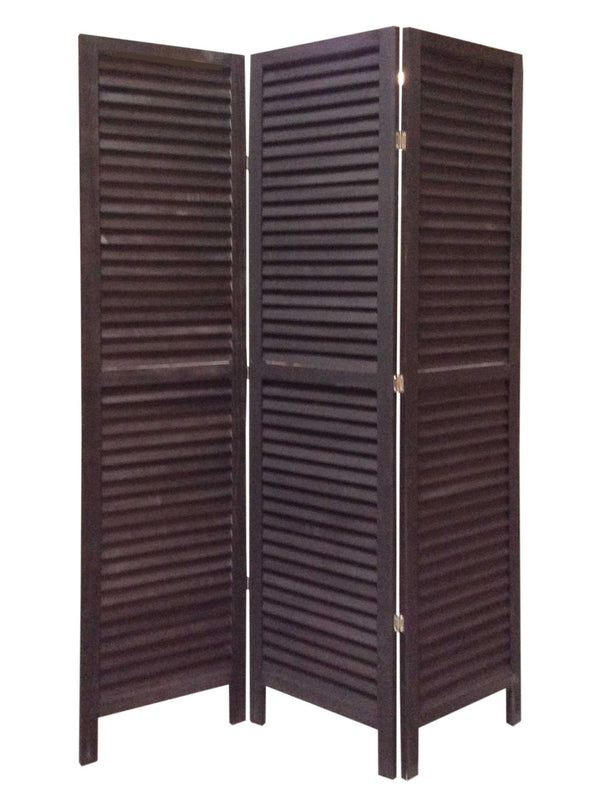 HomeRoots 48 Elegant Wood Shutter Screen – Three-Panel Room Divider for Privacy and Stylish Space Redefining Black 274703