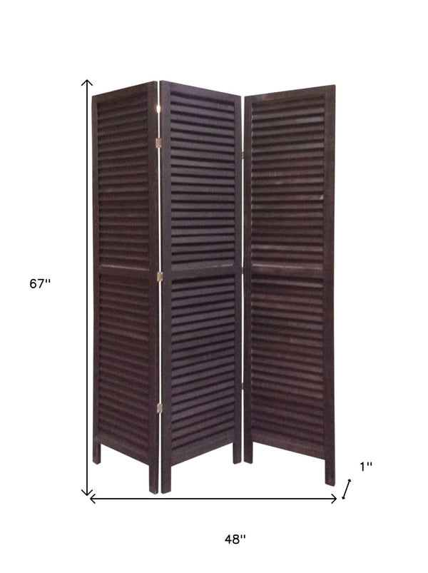 HomeRoots 48 Elegant Wood Shutter Screen – Three-Panel Room Divider for Privacy and Stylish Space Redefining Black 274703