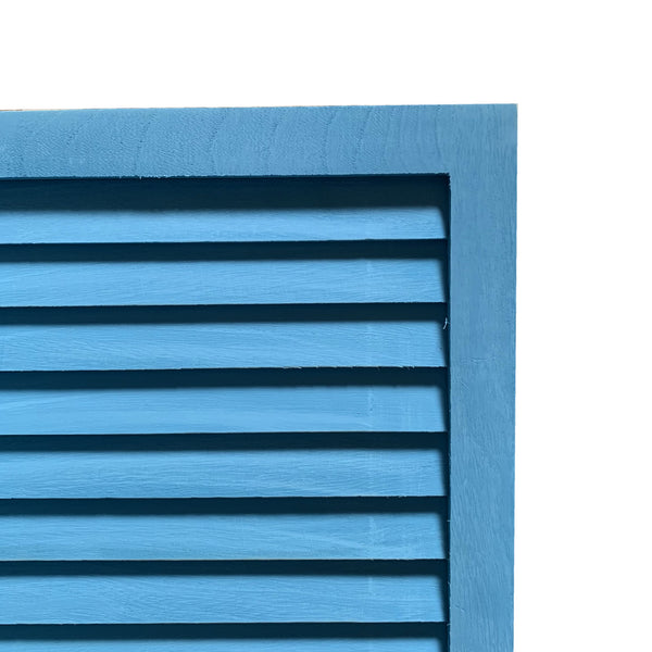Homeroots Blue Finish Wood Shutter 3 Panel Room Divider Screen Blue Wood 274704