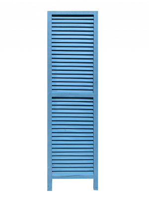 Homeroots Blue Finish Wood Shutter 3 Panel Room Divider Screen Blue Wood 274704
