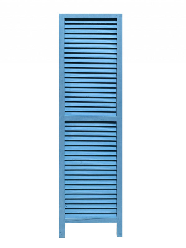 Homeroots Blue Finish Wood Shutter 3 Panel Room Divider Screen Blue Wood 274704