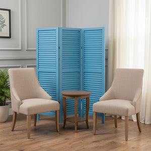 HomeRoots 48 Elegant Wood Shutter Screen – Three-Panel Room Divider for Privacy and Stylish Space Redefining Blue 274704