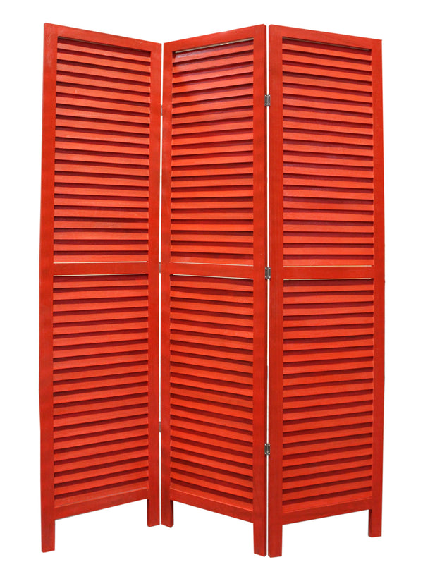 Homeroots 48 X 67 Red Wood Shutter -Screen Red Wood 274706
