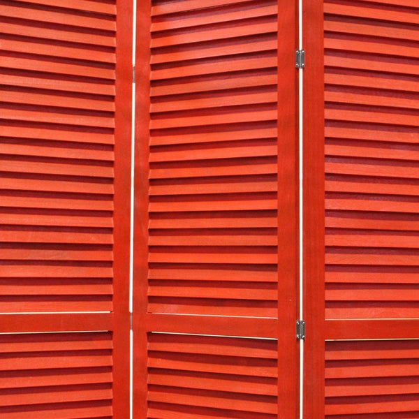 HomeRoots 48 Elegant Wood Shutter Screen – Three-Panel Room Divider for Privacy and Stylish Space Redefining Red 274706