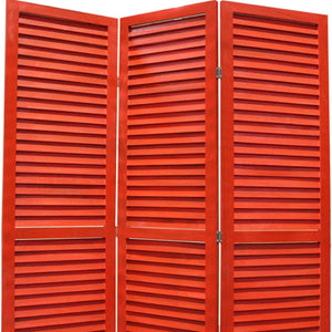 HomeRoots 48 Elegant Wood Shutter Screen – Three-Panel Room Divider for Privacy and Stylish Space Redefining Red 274706