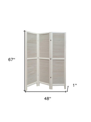 HomeRoots 48 Elegant Wood Shutter Screen – Three-Panel Room Divider for Privacy and Stylish Space Redefining White 274707